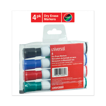 Universal™ Dry Erase Marker, Medium Bullet Tip, Assorted Colors, 4-set freeshipping - TVN Wholesale